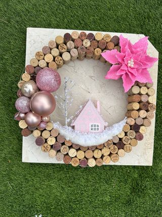 Guirnalda Corcho Artesanal Invierno Rosa