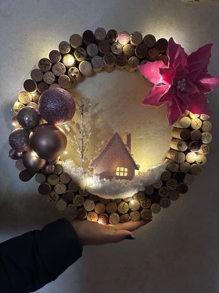 Guirnalda Corcho Artesanal Invierno Rosa