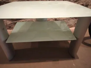 Mesa centro metal y cristal gris baja