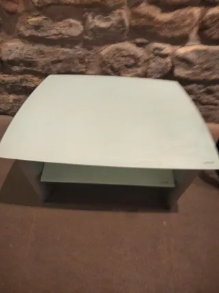 Mesa centro metal y cristal gris baja