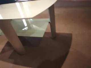 Mesa centro metal y cristal gris baja