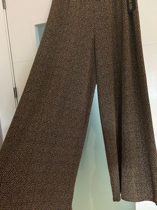 Pantalón Palazzo Mujer Fiesta Negro Dorado