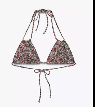 Top bikini Zara estampado animal print y cerezas