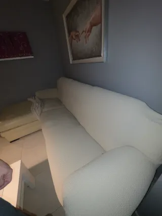 /'Sofá Chaise Longue Piel Blanco