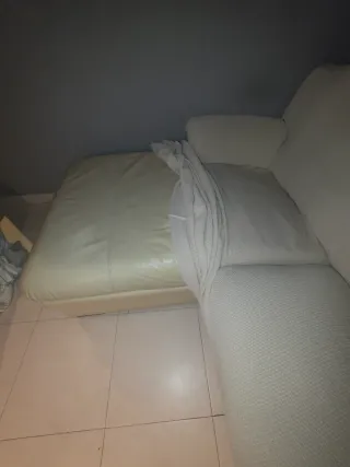 /'Sofá Chaise Longue Piel Blanco