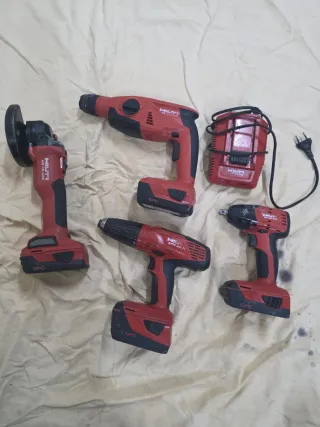 Kit Hilti 22V: Taladro, Rotomartillo, Amoladora