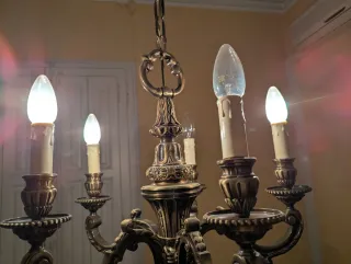 Lámpara bronce finales S.XIX estilo Luis XVI