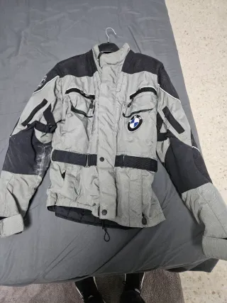 Chaqueta Moto Gris y Negra