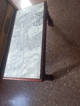 Mesa de centro de mármol y madera mededa 95x46