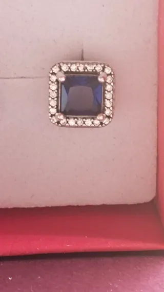 Pendientes Plata Zafiro Azul Cuadrados