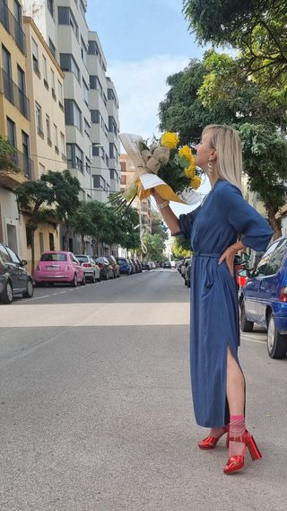 Vestido Massimo Dutti Azul Talla S -58% decsuento