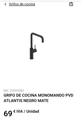 Grifo cocina monomando Atlantis - negro mate