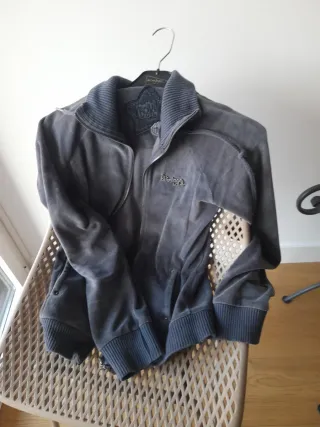 Sudadera terciopelo cremallera gris