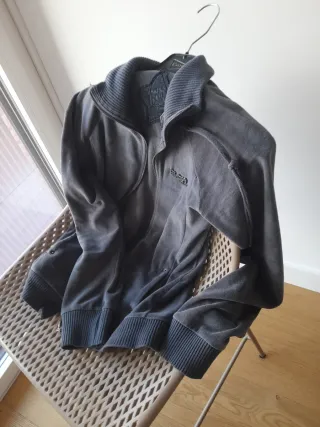 Sudadera terciopelo cremallera gris