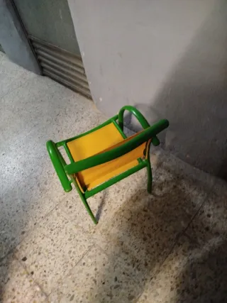 Silla infantil aluminio verde y amarillo