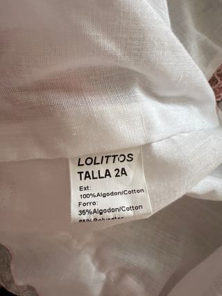 Vestido Lolittos niña 2 años