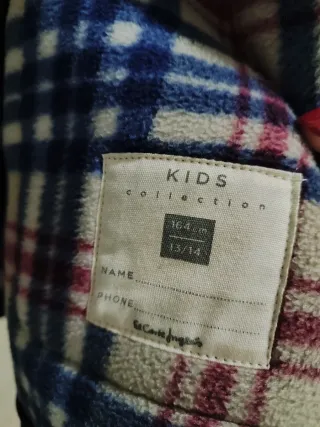 Parka niño azul con forro cuadros