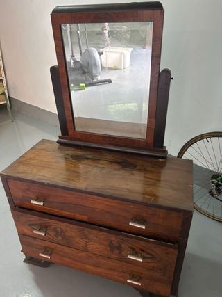 Tocador antiguo madera y espejo