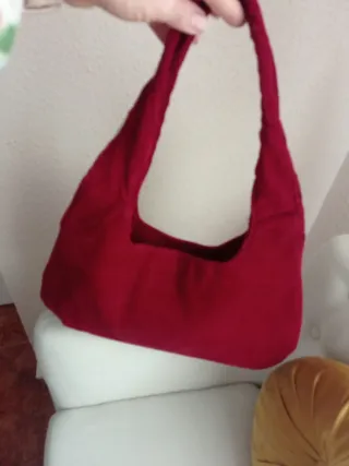 Bolso vintage de pana granate