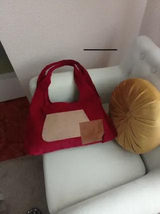 Bolso vintage de pana granate