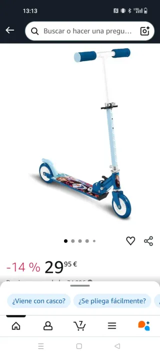 Patinete Infantil Frozen para niños de 4-8 años