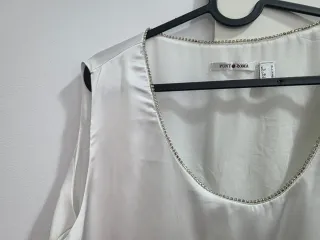 Top Blanco Mujer Punto Roma Brillo Talla G