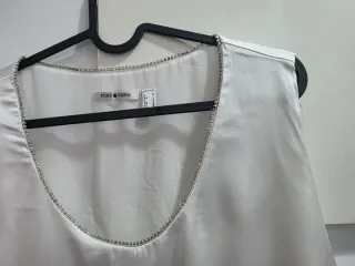 Top Blanco Mujer Punto Roma Brillo Talla G