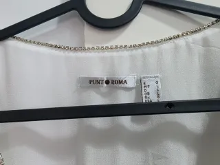 Top Blanco Mujer Punto Roma Brillo Talla G