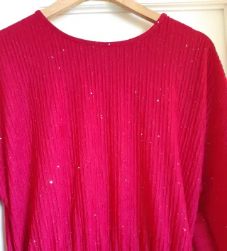 Vestido fiesta brillos rojo