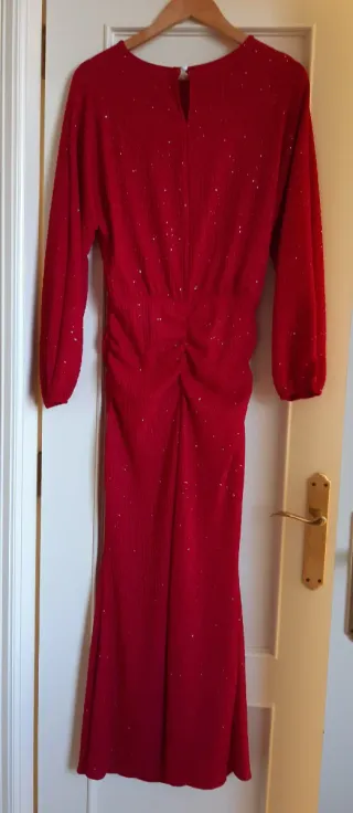 Vestido fiesta brillos rojo