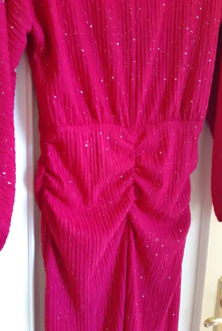 Vestido fiesta brillos rojo