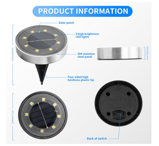 6 Luci Solari da Pavimento 8 LED