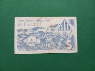 Billete 5 Céntimos Premià de Mar 1937