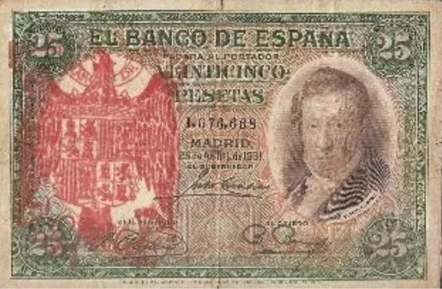 Billete 25 Pesetas Resello bando nacional