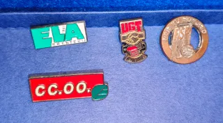 Lote 4 pins sindicatos ELA, 2 UGT, CC.OO