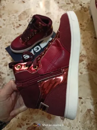 Stivaletti donna Gas borgogna con dettagli oro