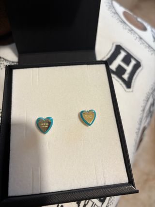 Pendientes Guess Corazón Oro y Turquesa