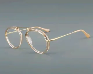 Gafas de aviador transparentes y doradas Graduadas