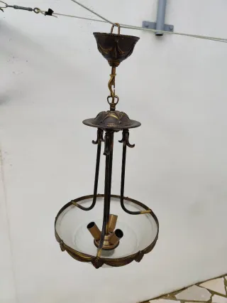 Lámpara colgante retro metal y cristal