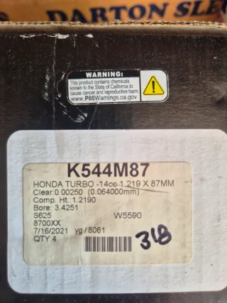 Pistones Forjados wiseco H22A5 turbo