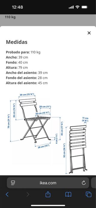 Sillas plegables jardín IKEA