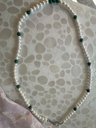 Collana uomo perle e malachite