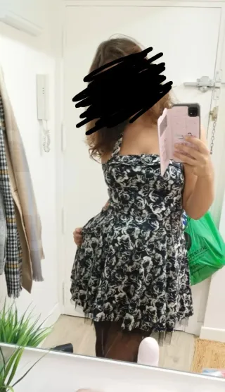 Vestido pin up flores blanco y negro