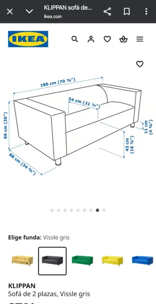 Sofá Ikea KLIPPAN funda verde lavable