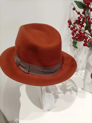 Sombrero de lana marrón/naranja