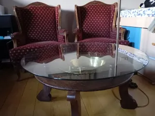 2 Sillones Orejeros + Mesa Centro con Hornillo