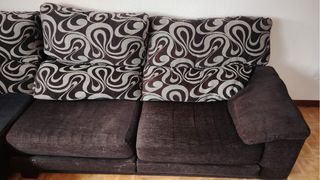 Sofá chaiselongue tela negro/marrón