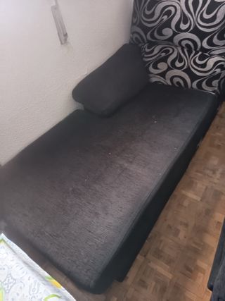 Sofá chaiselongue tela negro/marrón