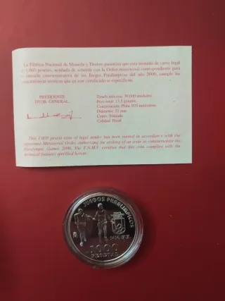 Moneda Plata Juegos Paralímpicos Sidney 2000