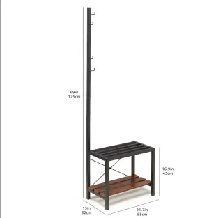 Perchero y zapatero metálico y de madera